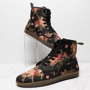 Dr Martens Ankle Boots Shoreditch Black Pink Floral Women's US 9 Doc Marten's